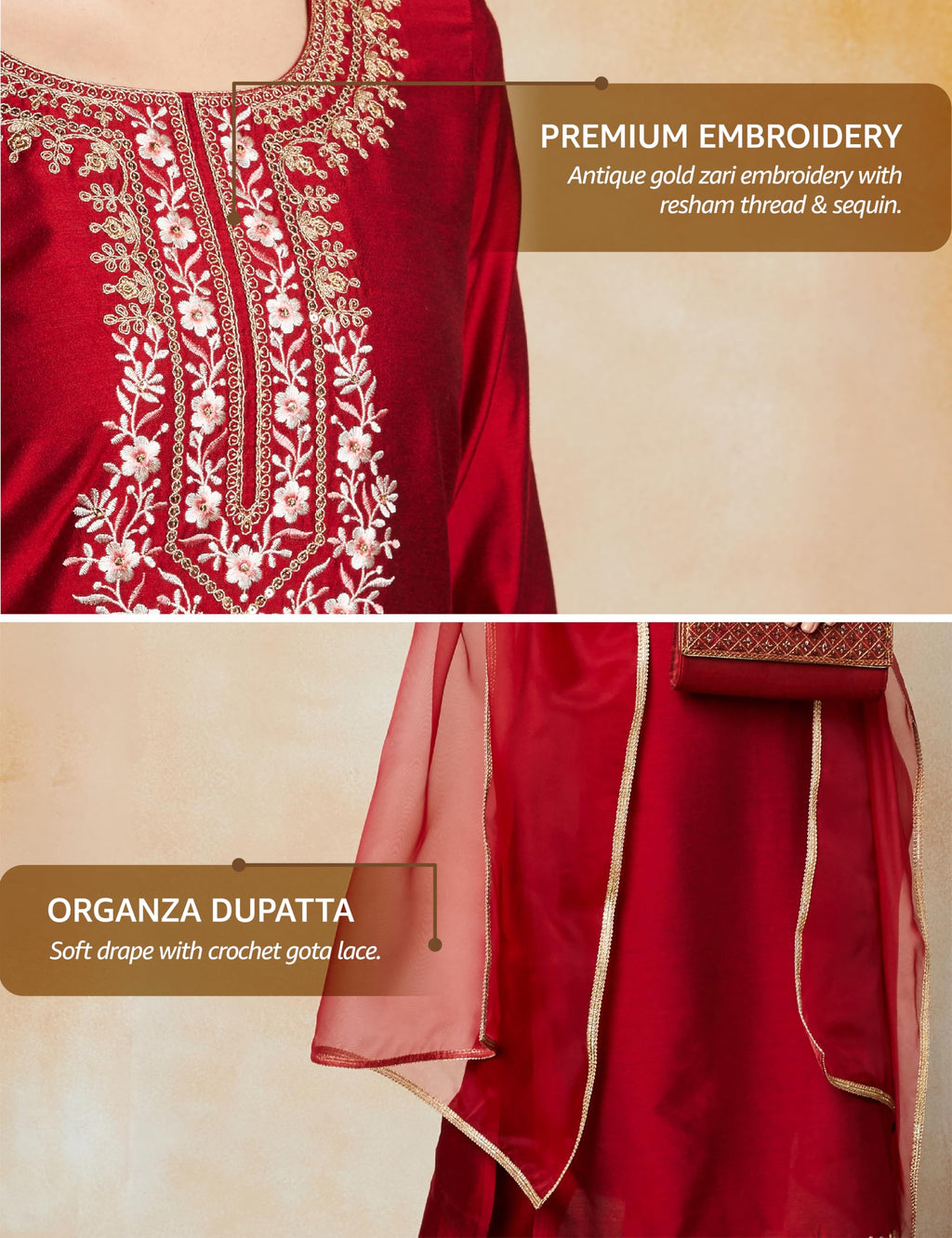 Myx Women's Embroidered Kurta Pant Set with Organza Dupatta | Salwar Suit (Available in Plus Sizes)